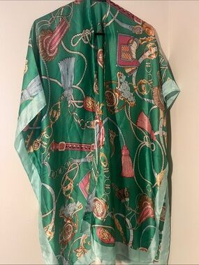 Pretty Persuasions Green Multi-Color Silk Swim Coverup